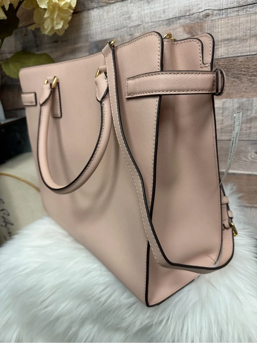 Michael Kors Pink Saffiano Leather Quinn Satchel w/Gold